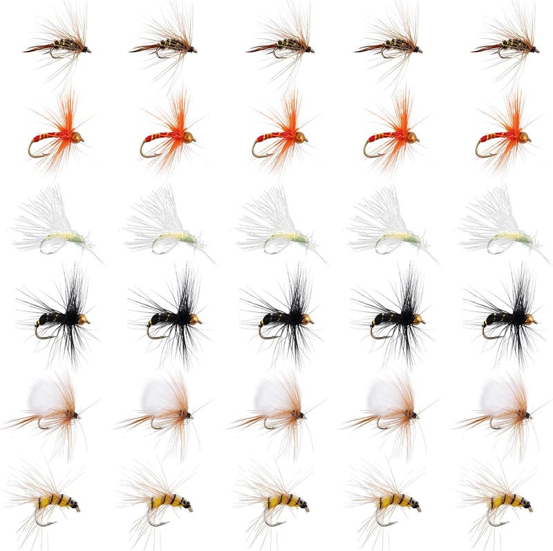 Goture Fly Fishing Flies Kit, 30pcs Dry Wet Flies Streamers Nymphs Fly Fishing Lures Assortment Kit for Bass Trout Steelhead Salmon, Gifts for Men - Image 1